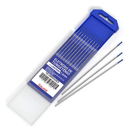Kit 10 Pcs Eletrodo Tungstênio 2% Lantanio 1.6mm Ponta Azul