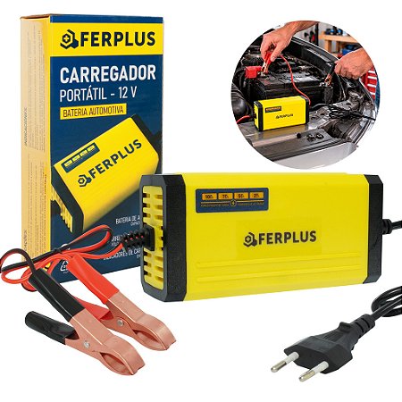 Carregador Bateria Automotivo Inteligente 2V 2A 24W Portátil Bivolt Para Carro e Moto