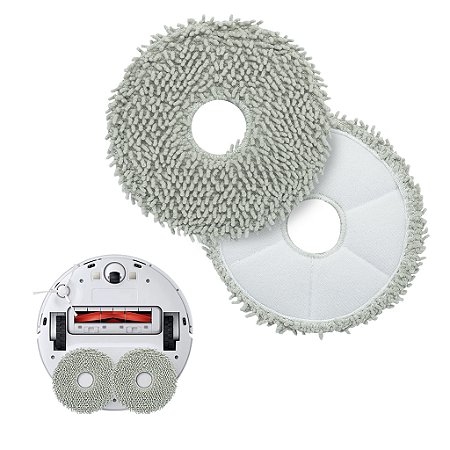 Kit Com 2 Refis De Mop Microfibra Premium Para Robô Aspirador Xiaomi