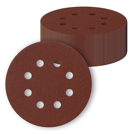 Kit 50 Disco De Lixa Velcro 8 Furos 125mm 5 Pol. Grão 100 Lixadeira Orbital
