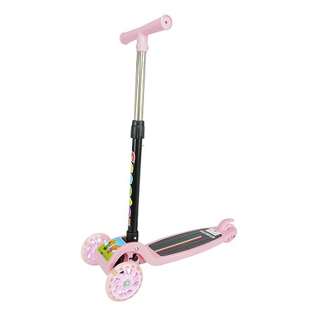 Patinete Infantil Rosa 3 Rodas De Led Dobrável Scooter Crianças