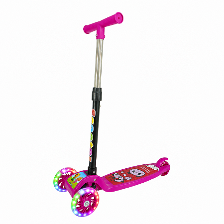 Patinete Infantil 3 Rodas De Led Dobrável Scooter Para Crianças Panda Rosa