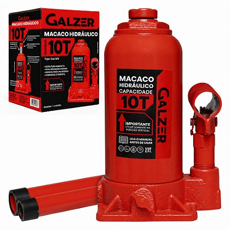 Macaco Hidráulico Tipo Garrafa 10 Toneladas Vermelho