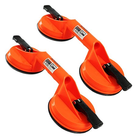 Kit 2 Ventosas Dupla 80Kg Alta Sucção Para Vidro Espelho Mármore