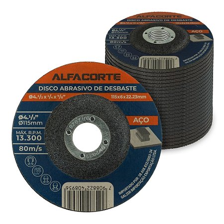 Kit 10 Disco Desbaste 4.1/2 Para Esmerilhadeira 115mm Metal e Aço