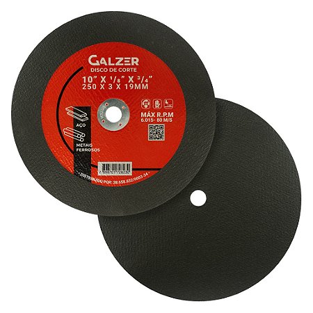 Disco De Corte 10 Polegadas Furo 19mm Para Aço e Metais Policorte 250mm 2 Telas