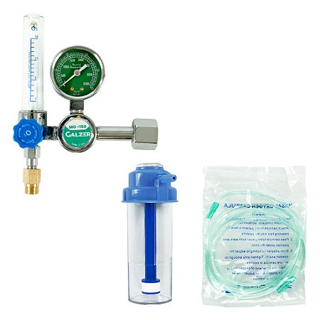 Kit Válvula Oxigênio Com Fluxômetro Inalação Domiciliar