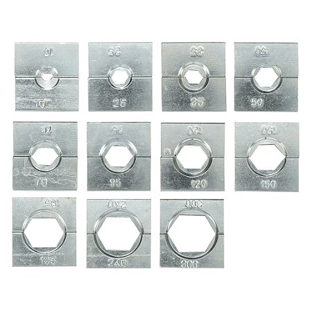 Kit Matrizes Para Crimpador Hidráulico Hexagonal Bitolas 10mm² até 300mm² YQK-240/300