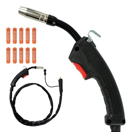 Tocha Mig 14AK 2Metros 160AMP Com Conector + 10 Bicos De Contato M6 0.8mm