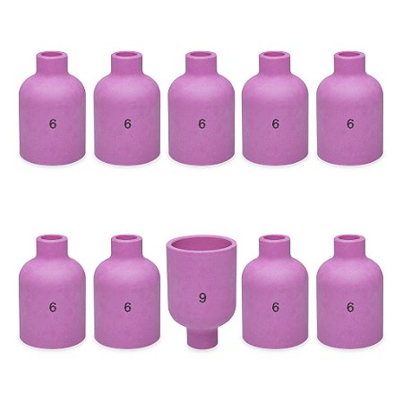 Kit 10 Bocal Cerâmico Gas Lens 57N75 Nº 6