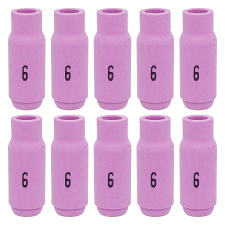 Kit 10 Bocal Cerâmico Modelo 10N48 Nº 6 Para Tocha Tig 17 / 18 / 26