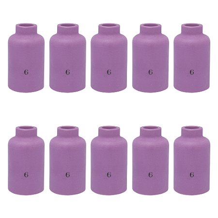 Kit 10 Bocal Cerâmico Gás Lens Leve 54N16 Nº 6 Tocha Tig