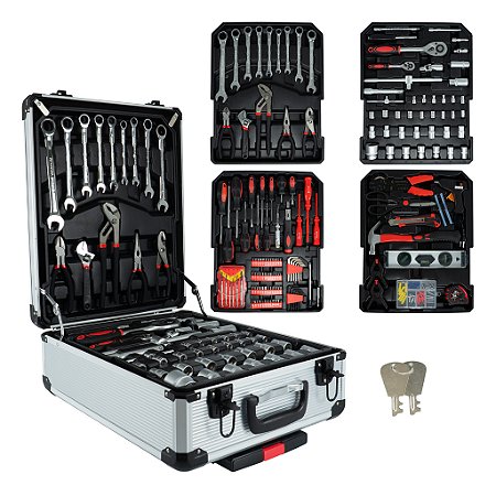 Kit Ferramentas 186 Peças Cq Chave Catraca E Maleta Com Rodas