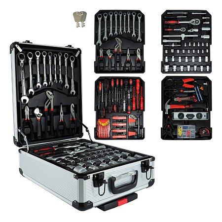 Kit Ferramentas 186 Peças Cq Chave Catraca E Maleta Com Rodas