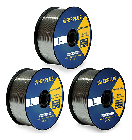 Kit 3 Arame MIG Tubular Solda Uso Sem Gás E71t-Sg 0.8mm 1kg