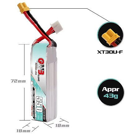Bateria Lipo GNB 550mah 11.1v 3S 90C XT30
