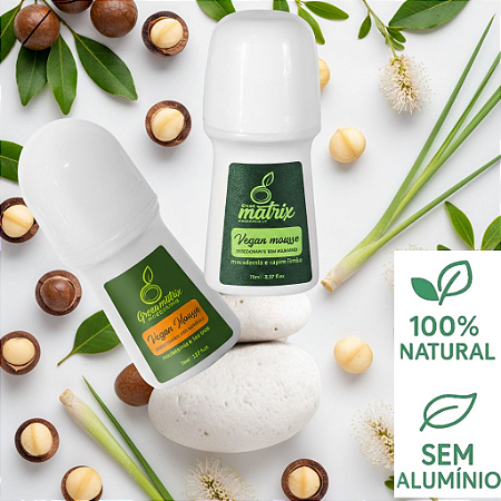Kit 2 Desodorantes Naturais Concentrados Macadamia e Capim Limão e Macadamia e Tea Tree 70ml