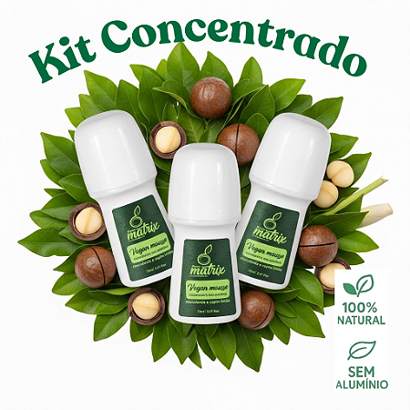 Kit 3 Desodorantes Naturais Concentrados de Macadamia e Capim Limão 70ml