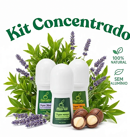 Trio de Desodorantes Naturais Concentrados de Macadamia e Capim Limão, Macadamia e Tea Tree e Macadamia e Lavanda 70 ml