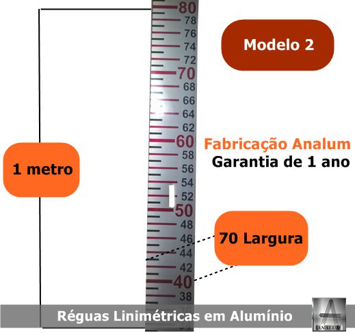 REGUA Linimetrica - Fluviométricas-1000x70x2mm-Modelo-2