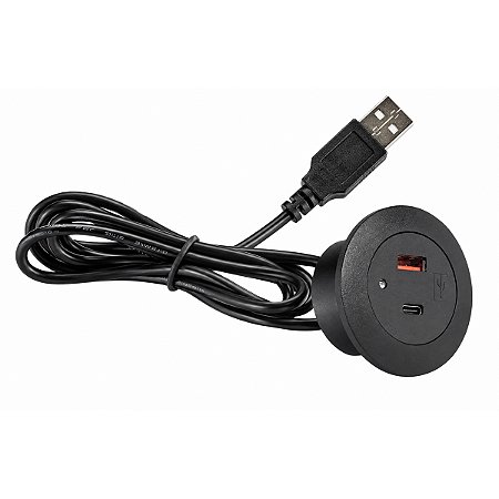 Conector USB Redondo Embutir Para Mesa Escritorio Hotel Sofa Poltrona