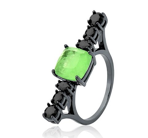 ANEL GLOW QUADRADO - RÓDIO NEGRO - VERDE