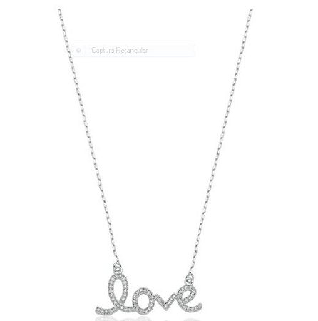 COLAR LOVE CRAVEJADO CRISTAL -RÓDIO BRANCO - CRISTAL