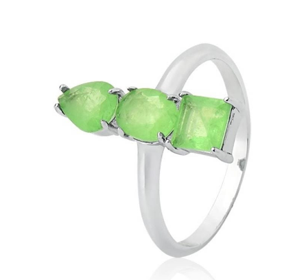 ANEL GEOMÉTRICO FUSION GREEN GLOW - RÓDIO BRANCO