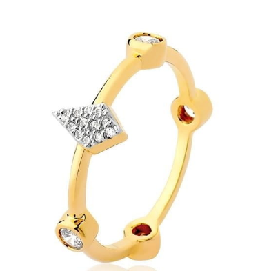 ANEL BALONÊ CRAVEJADO PONTO DE LUZ CRISTAL -  OURO