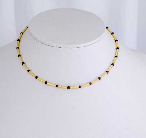 Choker Canutilho com Cristais Vinho