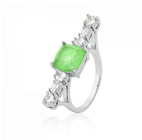 ANEL QUADRADO  GLOW - RÓDIO BRANCO