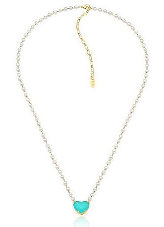 COLAR CORAÇÃO FUSION COM PÉROLAS -  TURMALINA FUSION