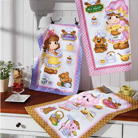 Pano de Prato Copa Atoalhado Döhler Happy Kitchen (Kit com 3 unidades)