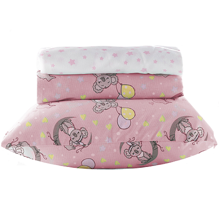Jogo de Cama/Berço Rosa Tekinha Baby Soninho 3 Peças