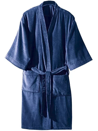 Roupão Adulto Felpudo Aveludado Dohler Velour Azul (Tamanho GG)