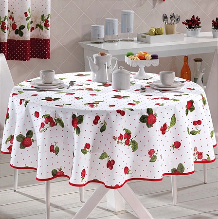 Toalha de Mesa Redonda Dohler Clean Iolanda - Limpa Fácil - 1,60m