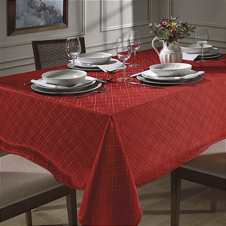 Toalha de Mesa Quadrada Döhler Requinte Vermelha 4 Lugares - 1,40 x 1,40m