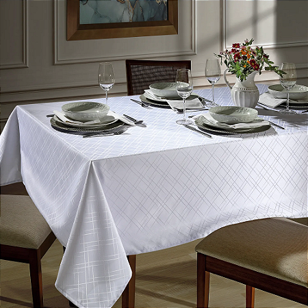 Toalha de Mesa Quadrada Döhler Requinte Branca 4 Lugares - 1,60 x 1,60m