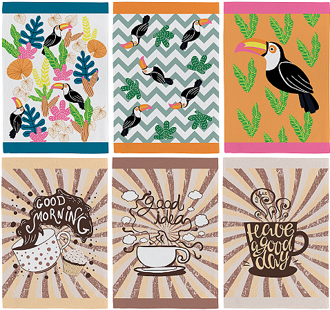 Pano de Copa Teka Fiori - Kit com 6 unidades