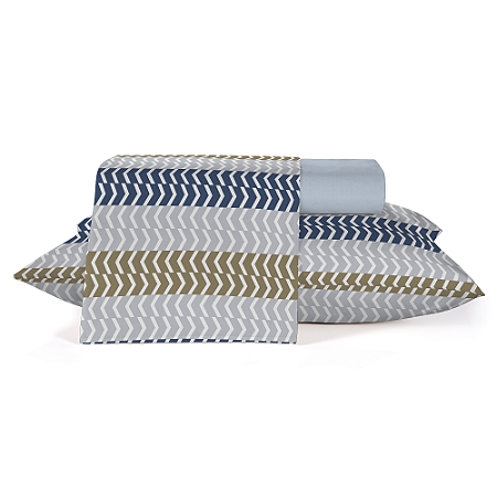 Jogo de Cama Queen Teka Crystal Listrado 4 peças