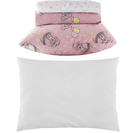 Jogo de Berço Rosa Teka Baby + Travesseiro - 4 Peças