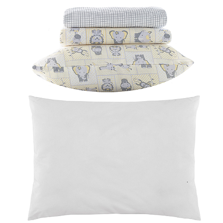 Jogo de Berço Amarelo Teka Baby + Travesseiro - 4 Peças