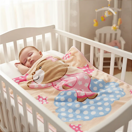 Cobertor Para Bebê Rozac Baby Ursinho Rosa