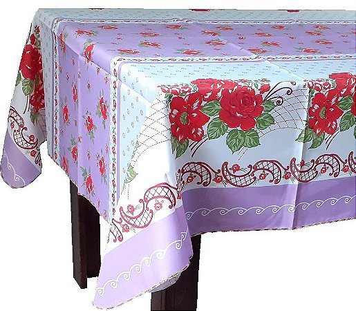 Toalha De Mesa Rubi Lilás Quadrada 4 Lugares 1,40m X 1,40m