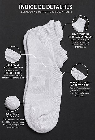 RUNNING TECH CUSHION CURTA ( Branca )- Meia compressiva de corrida com amortecimento