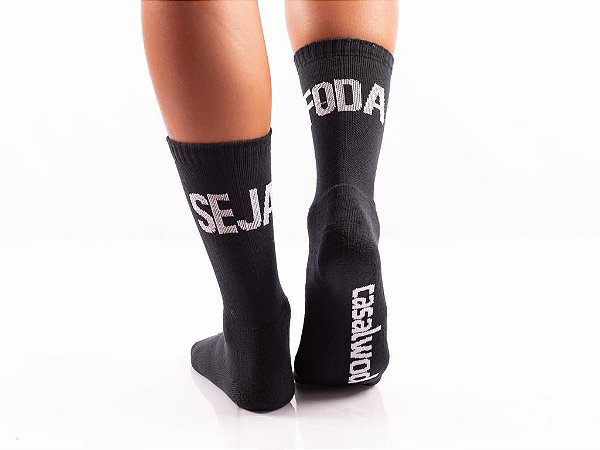 Meia do Poder - Seja Foda Preto e Branco - Modelo Comfort