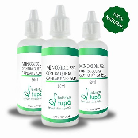Minoxidil a 5% com 3 Frascos Contra queda capilar e Alopécia