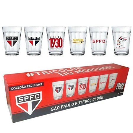 Jogo 06 Copos Americanos São Paulo FC 190ML com Caixa