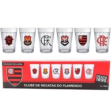 Jogo 06 Copos Americanos Flamengo 190ML com Caixa