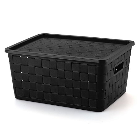 Caixa Organizadora Rattan com Tampa 21 Litros Preto